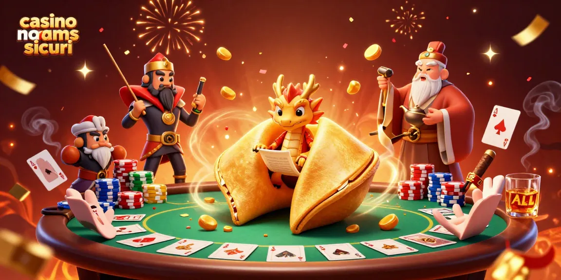 Giocatori ai tavoli dei casino non AAMS sicuri mentre vincono incredibili premi in un'illustrazione accattivante.