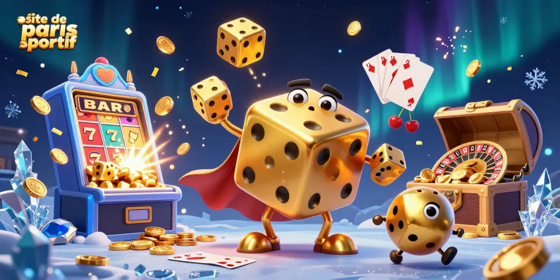 Vivez l'univers captivant du site de paris sportif avec des dés dorés animés et des machines à sous explosant de pièces.