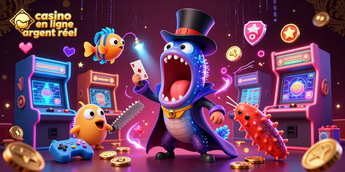 Plongez dans l'univers lumineux du casino en ligne argent réel avec un poisson-lanterne au chapeau haut de forme illuminant une scène magique sous-marine.