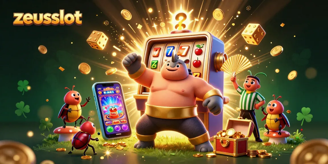 Experience zeusslot excitement with a dynamic jackpot explosion illustration featuring playful casino elements.