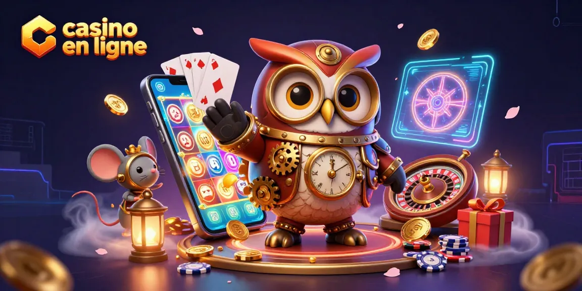 Jouer sur un casino en ligne captivant avec un hibou steampunk et des éléments de jeu dynamiques.