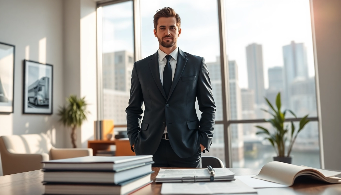 Truck accident attorney Clearwater providing expert legal advice in a tall office.
