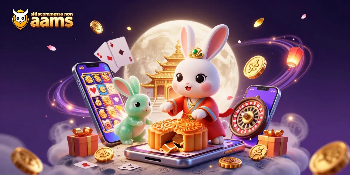 Scommetti con i migliori siti scommesse non AAMS su un'illustrazione vibrante di un coniglio della luna che gioca.
