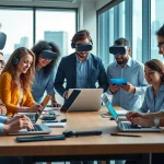 Collaborative technology workspace illustrating innovation and teamwork.