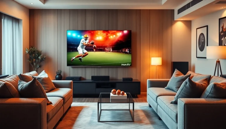 Engaging visual of iron iptv showcasing a modern living room setup with vibrant sports content.