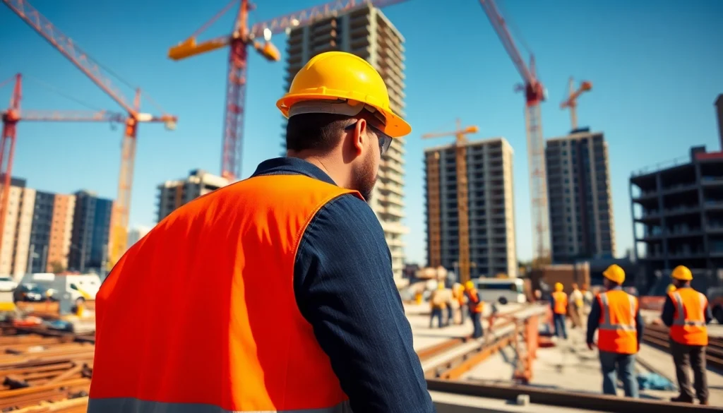 New Jersey Construction Manager directing operations on a vibrant construction site.