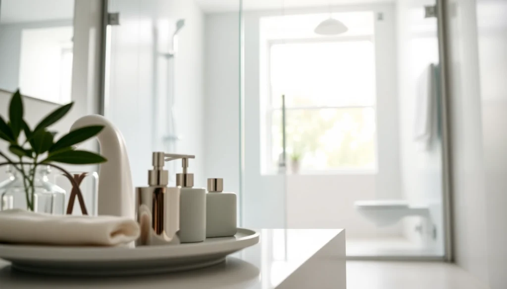 Création élégante d'une douche moderne sirhona France dans un cadre paisible de salle de bain.