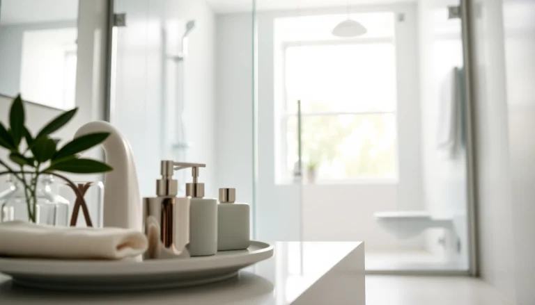 Création élégante d'une douche moderne sirhona France dans un cadre paisible de salle de bain.