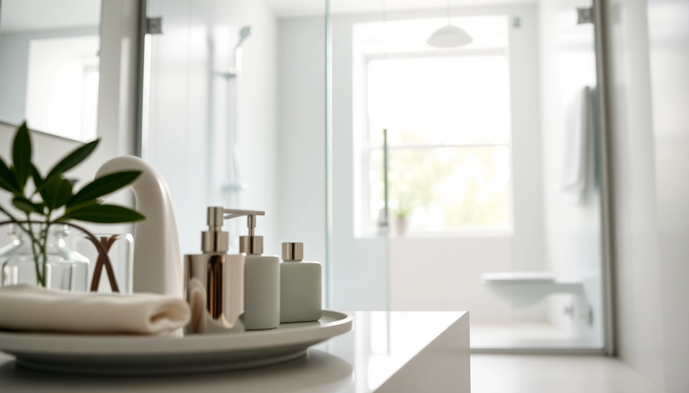 Création élégante d'une douche moderne sirhona France dans un cadre paisible de salle de bain.