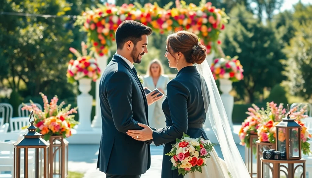 Professional videographers in Toronto capturing a romantic wedding moment outdoors.