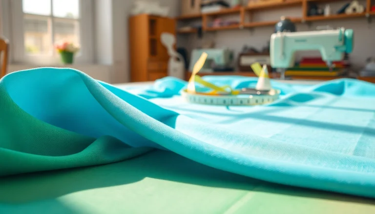 Katoen stof met unieke textuur in een naaiwerkplaats vol creativiteit.