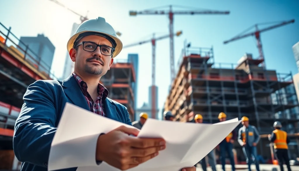Manhattan General Contractor engaged with workers on a construction site, emphasizing teamwork and productivity.