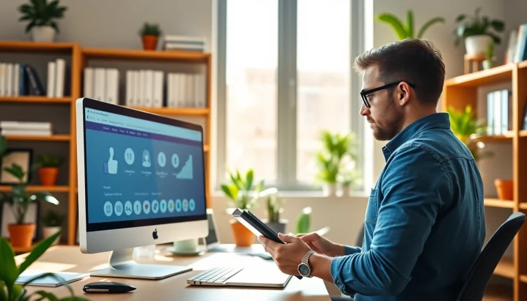 Enhance social presence with the facebook smm panel displayed in a vibrant digital marketing workspace.