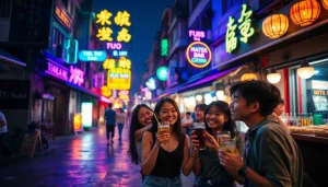 Explore the vibrant 하노이밤문화 with lively street scenes, neon lights, and fun gatherings.