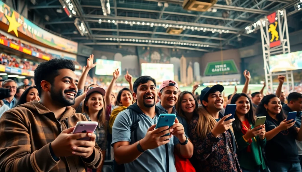 Engaged fans exploring sports betting sites California with excitement during a game.
