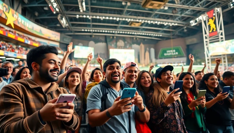 Engaged fans exploring sports betting sites California with excitement during a game.