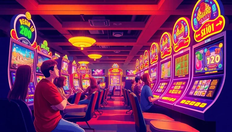 Kode4d slot players enjoying an exciting online gaming experience, featuring vibrant slot machines and joyful expressions.