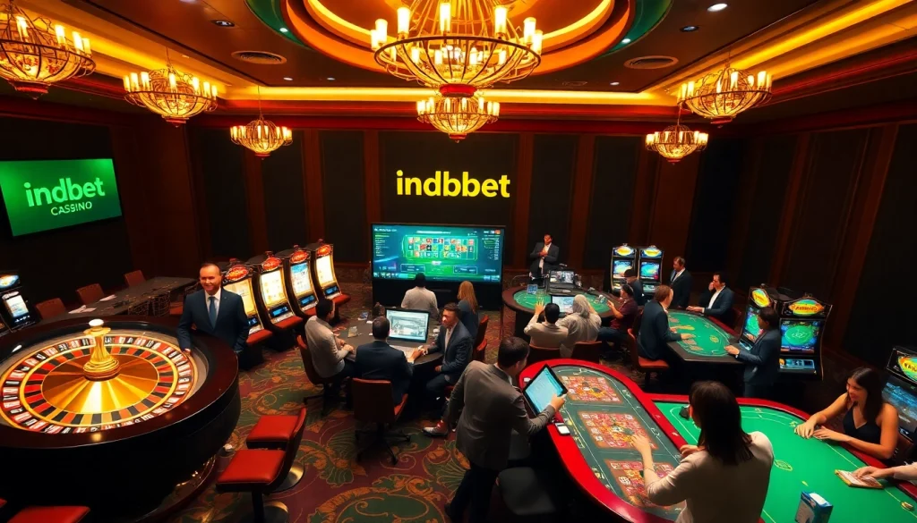 Experience the thrill of gaming on indbet with dynamic live betting options in a luxurious casino setting.