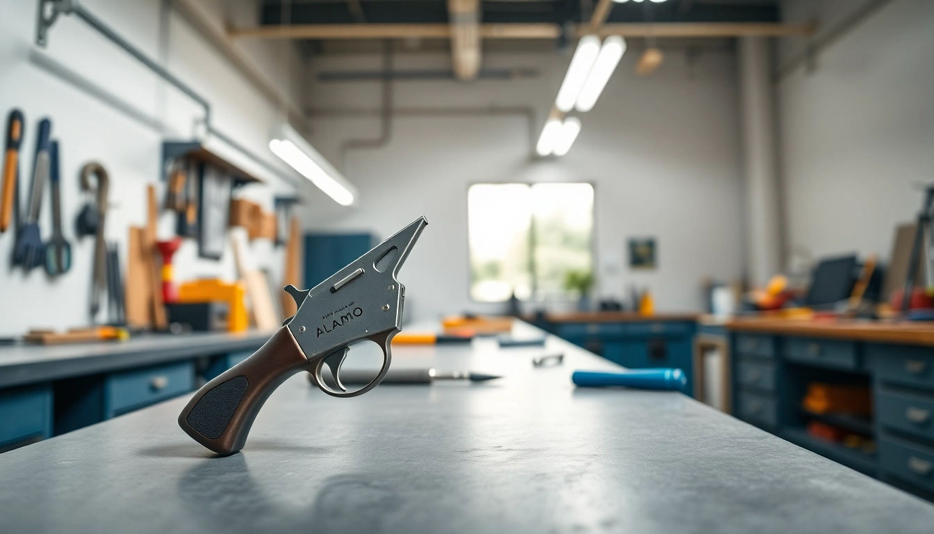 Enhance performance with the Alamo 15 trigger 3 position, showcased on a modern workbench.