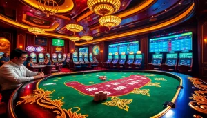 Engaging baccarat action at XX88.us casino table with vibrant slot machines