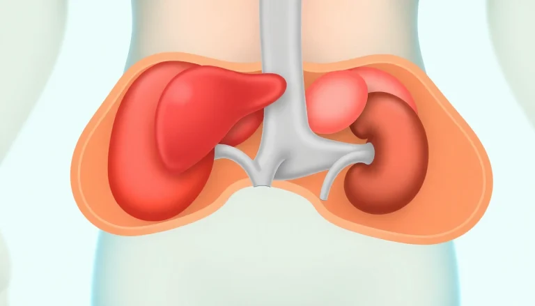Illustration depicting visceral fat surrounding internal organs in the abdomen, highlighting its health risks.