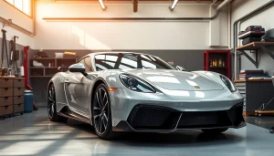 Find ceramic coating near me for a showroom-quality car finish in a modern garage.