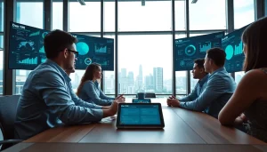 Engaged team collaborating on the das 140 strategy in a modern conference room.