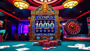 Experience the thrill of Olympus 1000 slot with vibrant casino elements and exciting gameplay.