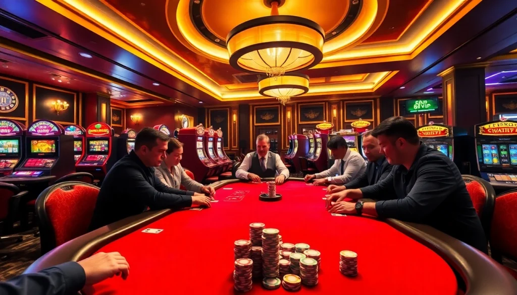 Experience thrilling gameplay at 68VIP casino with professional poker tables and vibrant slot machines.