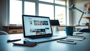 Find OnlyFans profiles from Reddit displayed on a laptop in a modern workspace