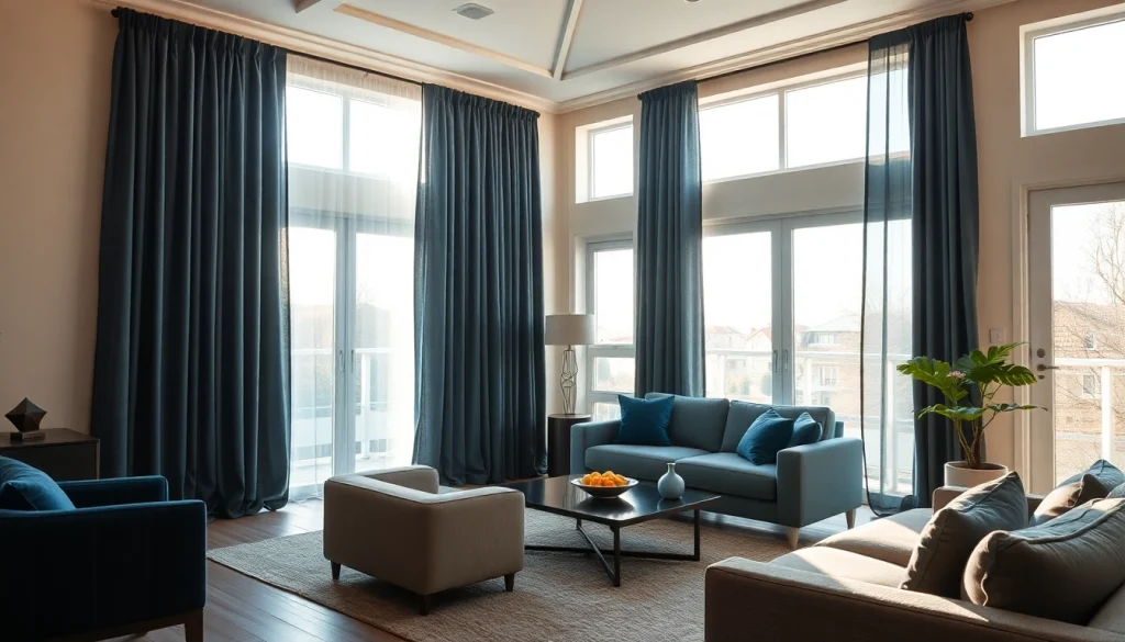 Verduisterende gordijnen die zonlicht blokkeren in een stijlvolle woonkamer