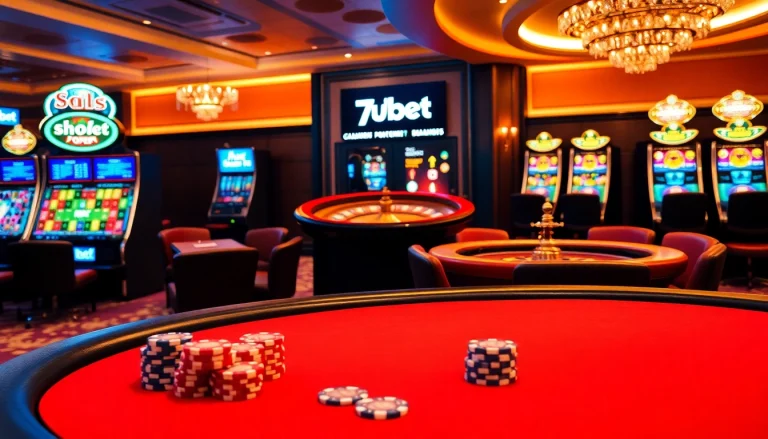 Experience high-stakes action at 7upbet with a vibrant casino poker table.