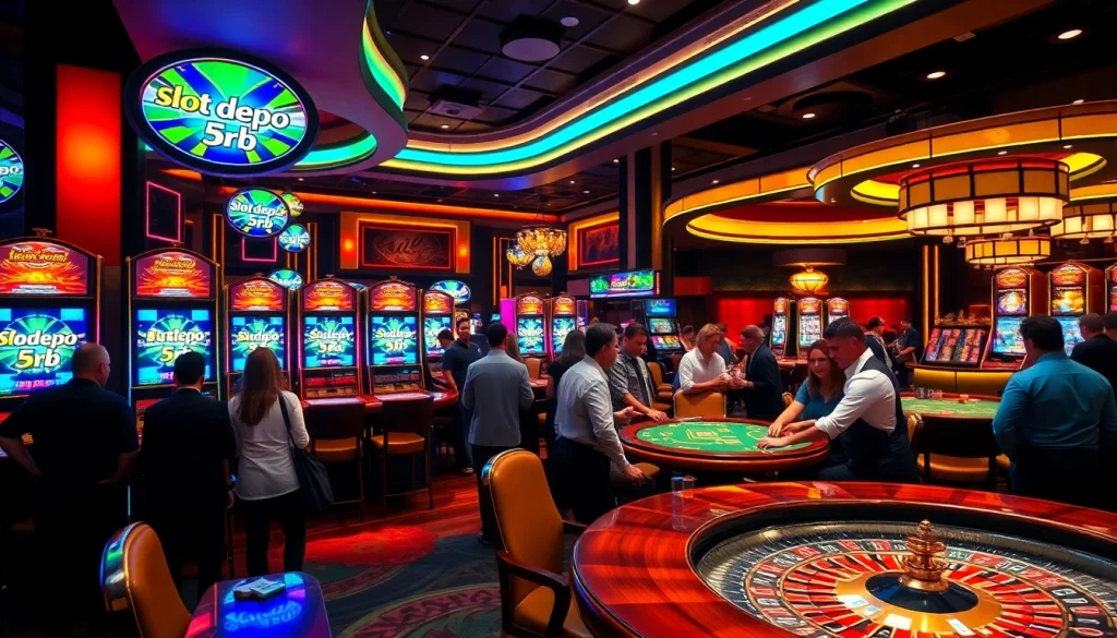 Rasakan sensasi dengan slot depo 5rb di kasino yang menarik penuh mesin slot yang berwarna-warni.