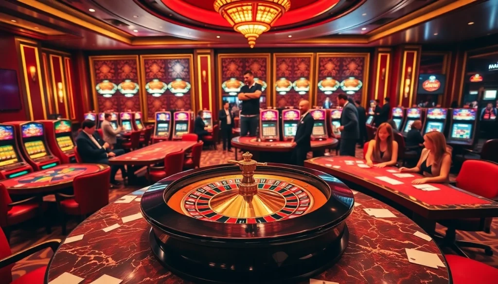 Découvrez le luxe et l'excitation d'un casino en ligne fiable avec des roues de roulette et des tables de jeu vibrantes.