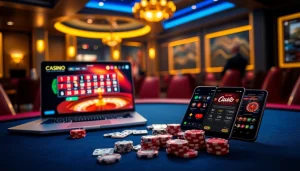 Découvrez un casino en ligne fiable avec une scène de poker virtuel excitante mettant en avant des visuels riches.