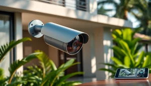 Cámaras de seguridad en Liberia con instalación moderna de cámaras IP en un entorno tropical.