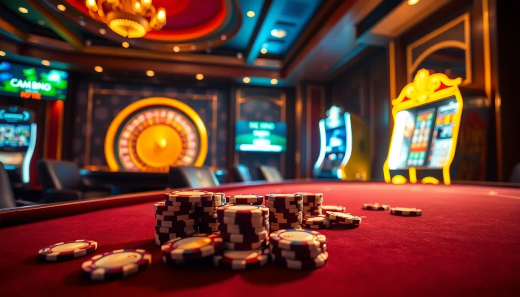Experience the excitement at mm88.br.com with a vibrant poker table set in a luxurious casino environment.