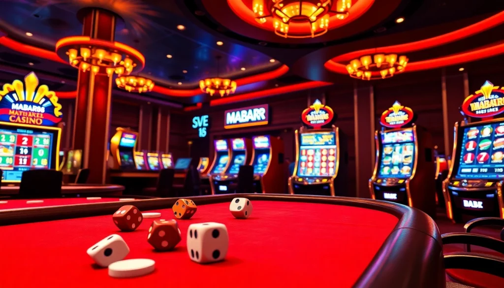 Aksi slot online MABAR88 dengan meja kasino yang penuh warna dan keping poker yang berwarna-warni