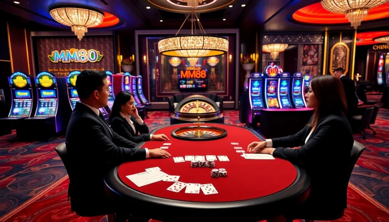 Experience the thrill of MM88 casino with exciting gameplay at a vibrant poker table.