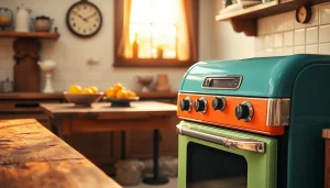 Beautiful Retro Oven in a vintage kitchen setting, showcasing its unique design and vibrant colors.