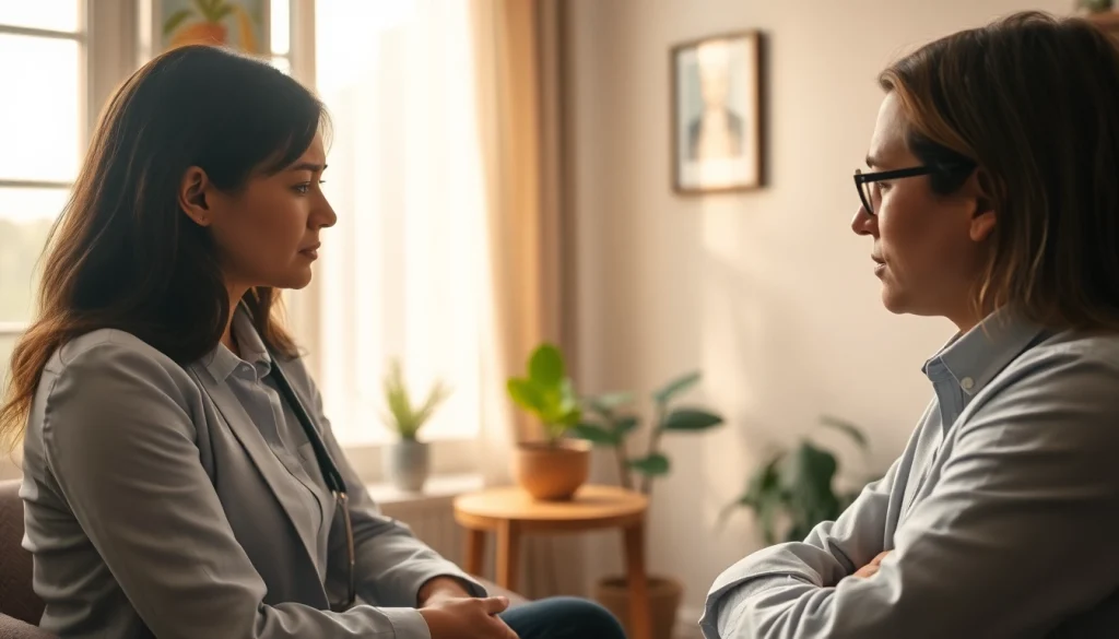 Anxiety symptoms depicted in a therapist's consultation room with a relaxed atmosphere.