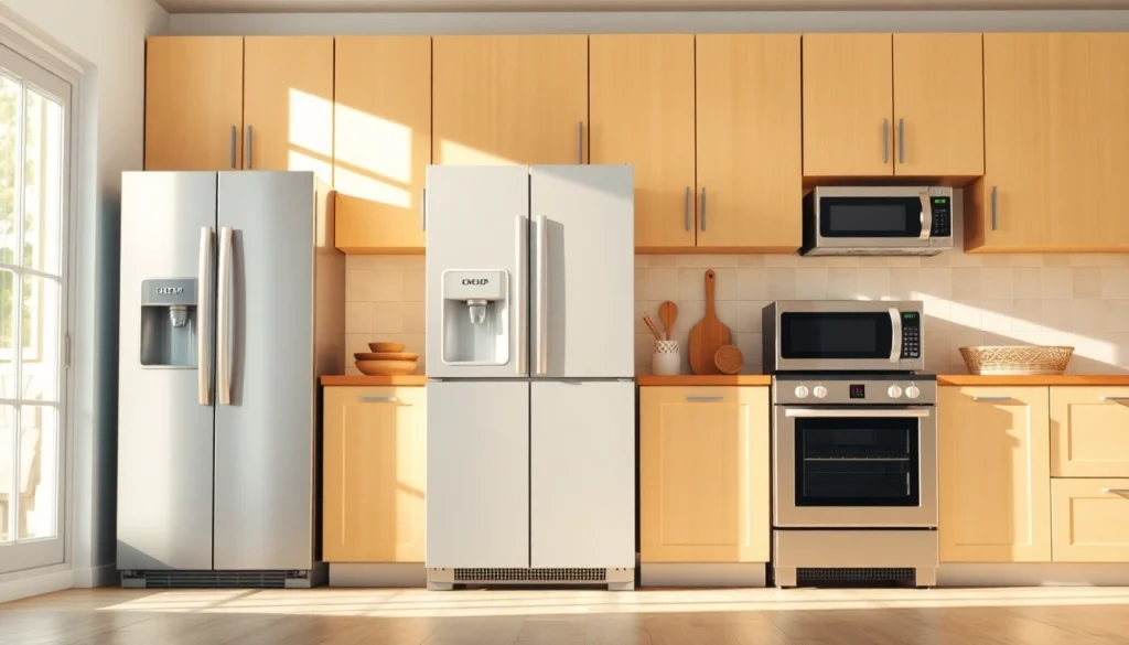 Showcasing modern home appliances in a bright, contemporary kitchen setting.